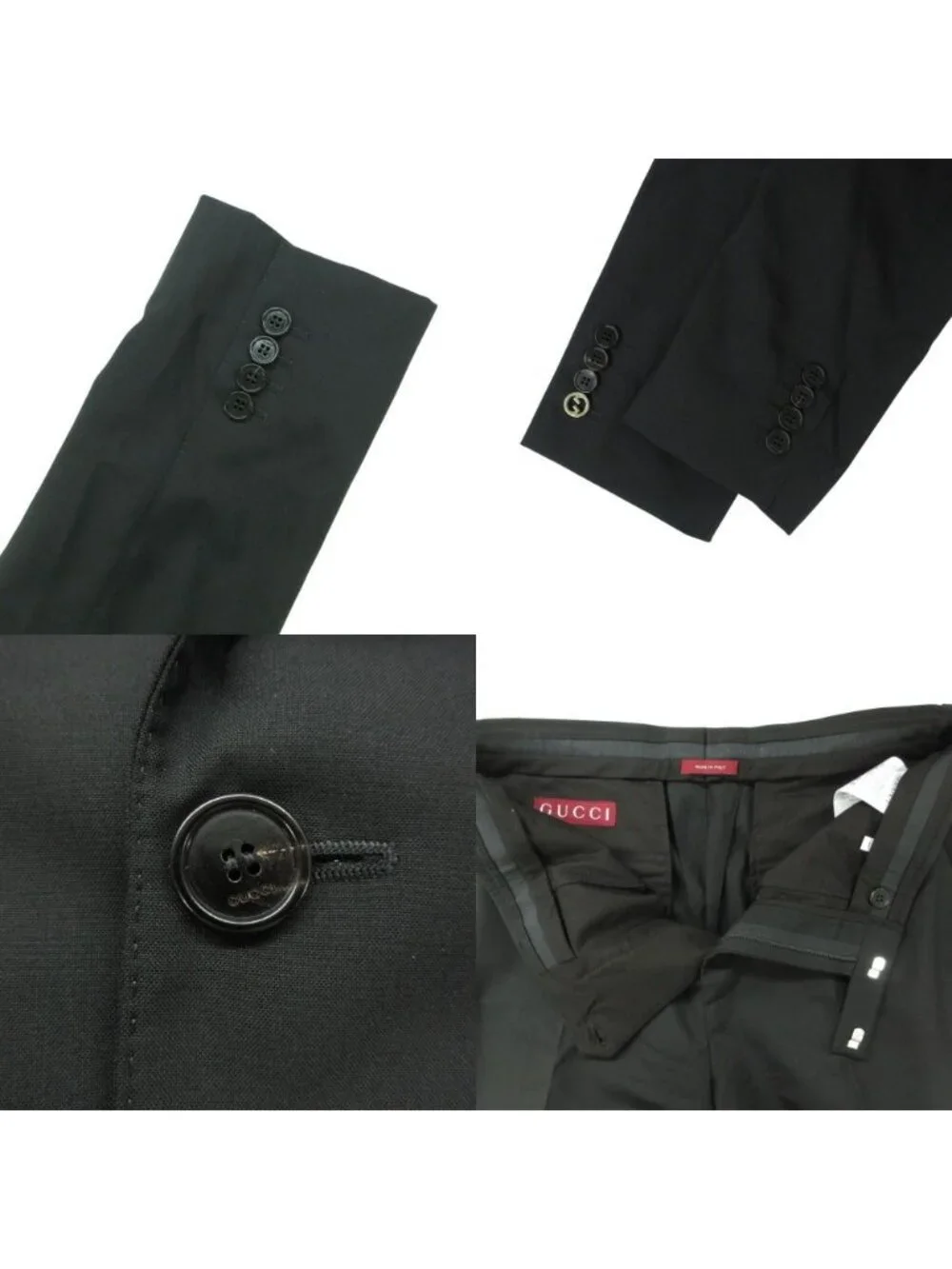 Gucci Suit GG Pattern Lining Set Single Real Face No Tuck Pants Black